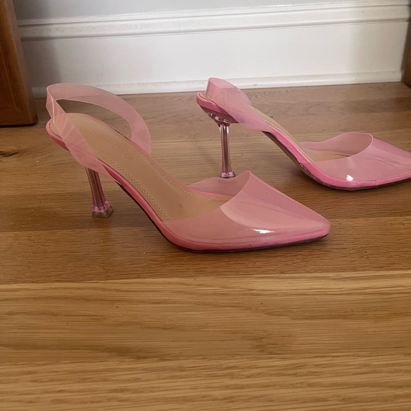 Chase + Chloe pink kitten heels with PVC clear detail - Picture 4 of 5